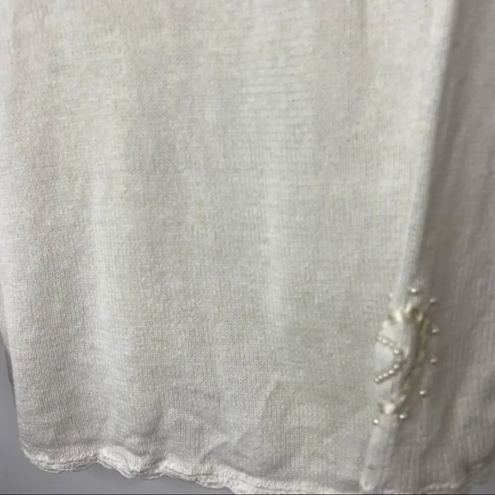 Vintage Jenny Pearl Ribbon Heart Cottagecore Grannycore Pullover Sweater Sz M